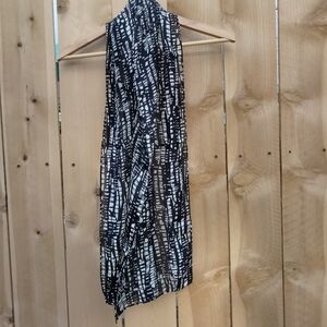 Chico's Black and White Patterned Lightweight Oblong Silk Scarf 10.5" x 62"
